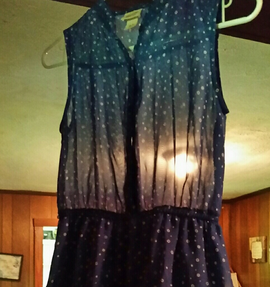 Navy Mid length dress with circle/dot pattern